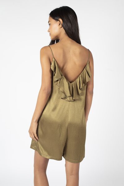 edith frills romper in olive