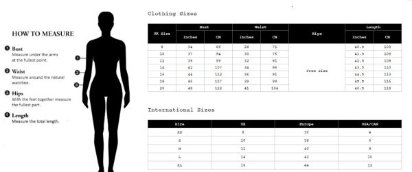 peggy wrap dress size chart