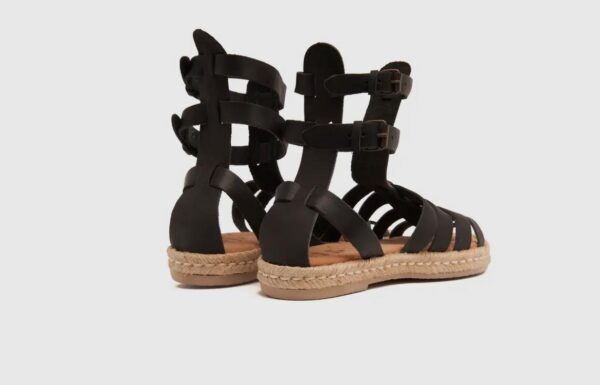 Black Velcro Leather Ares Gladiator Sandals - Image 2