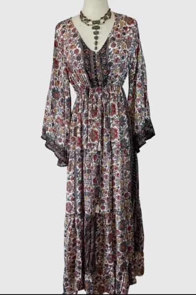 brown bell sleeved maxi