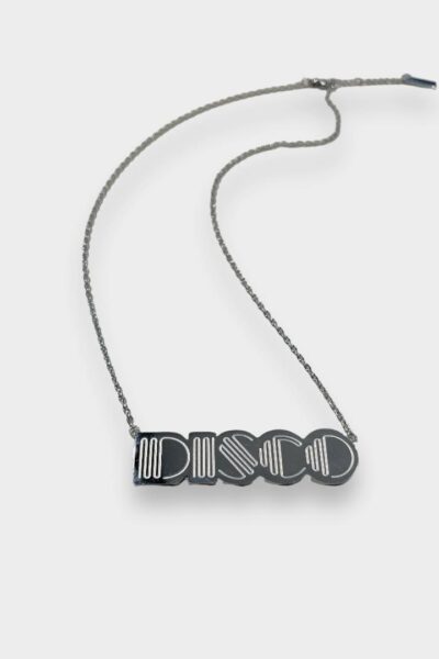 large silver disco pendant necklace