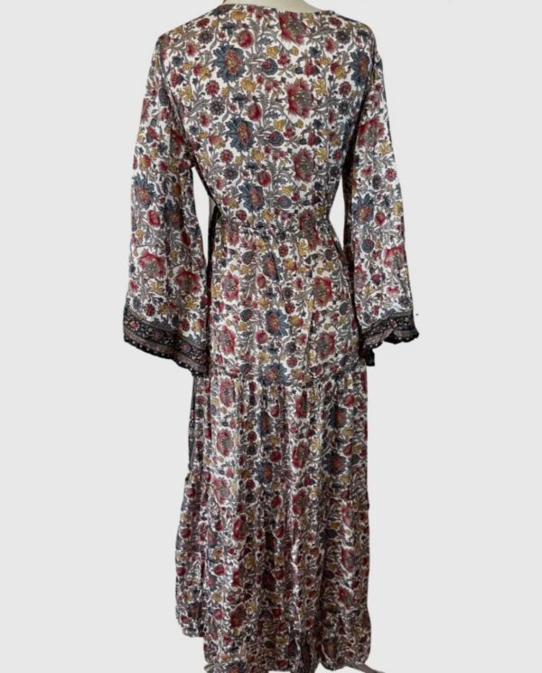 Brown Bell Sleeve Silk Maxi Dress - Image 2
