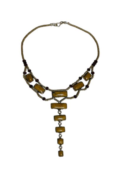 afghani brown jasper drop necklace