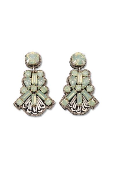 art deco shaped mint gem earrings