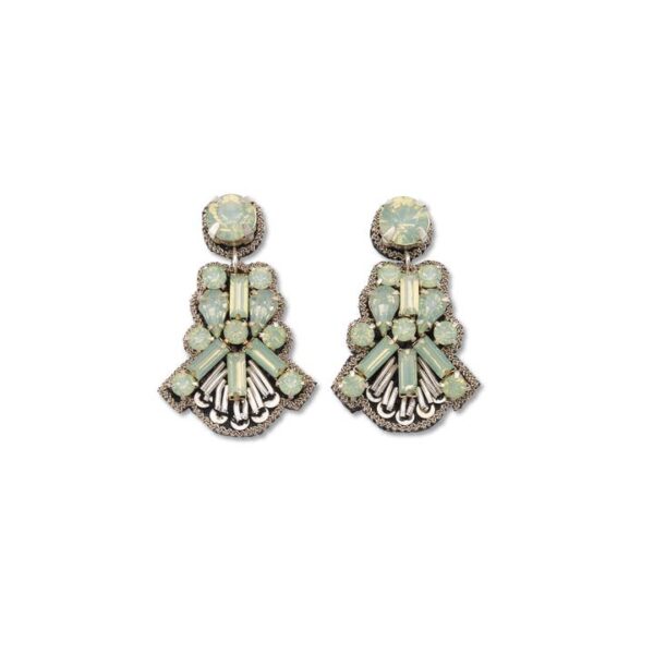 art deco shaped mint gem earrings