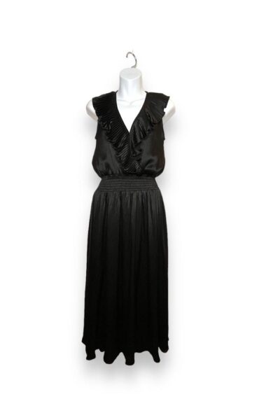 black edith frills silk midi