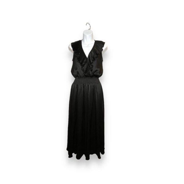 black edith frills silk midi