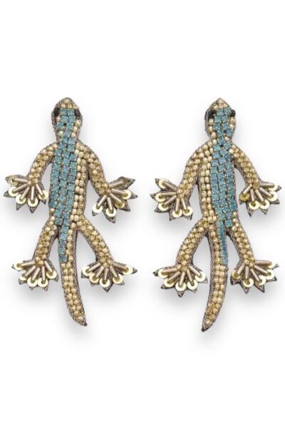 light blue lizard earrings