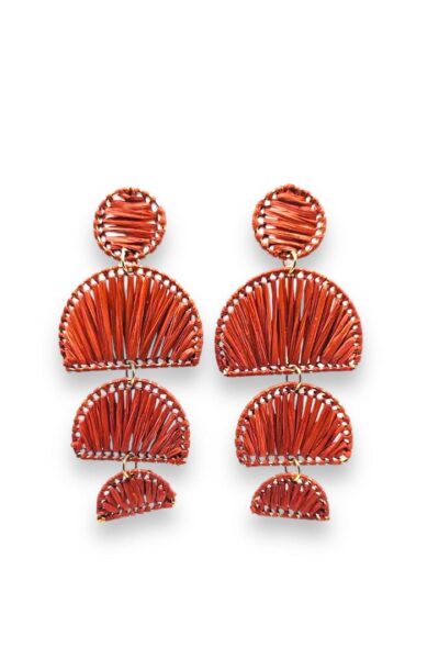 rust raffia drop earrings