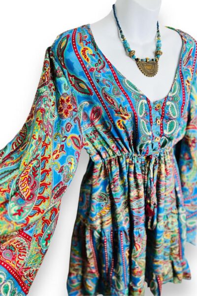 bell sleeve silk mini