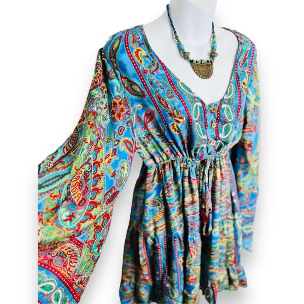 bell sleeve silk mini