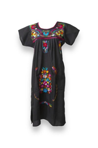 Black embroidered mexican dress