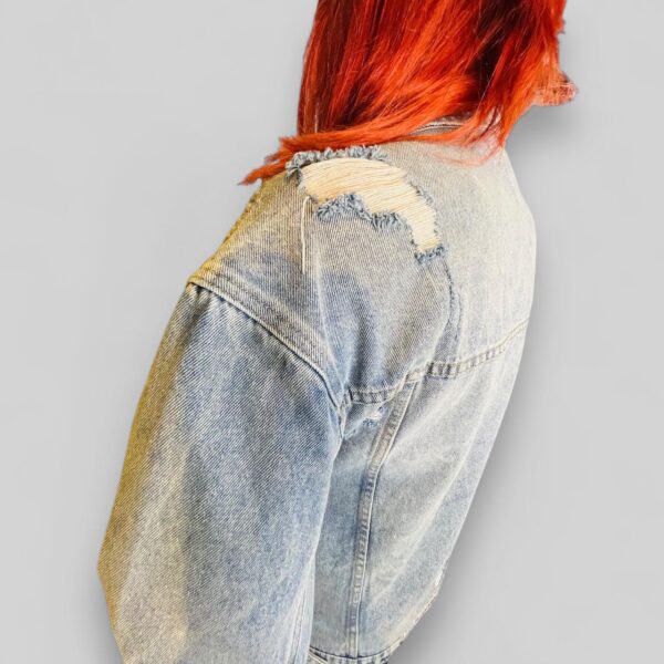 Oversized Distressed Denim Jacket - Image 3