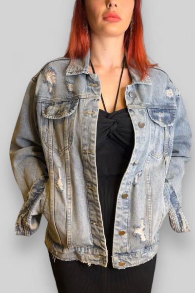 oversized distressed denim jacket