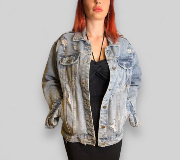 oversized distressed denim jacket
