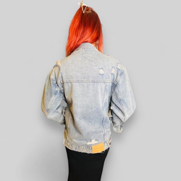 Oversized Distressed Denim Jacket - Image 2