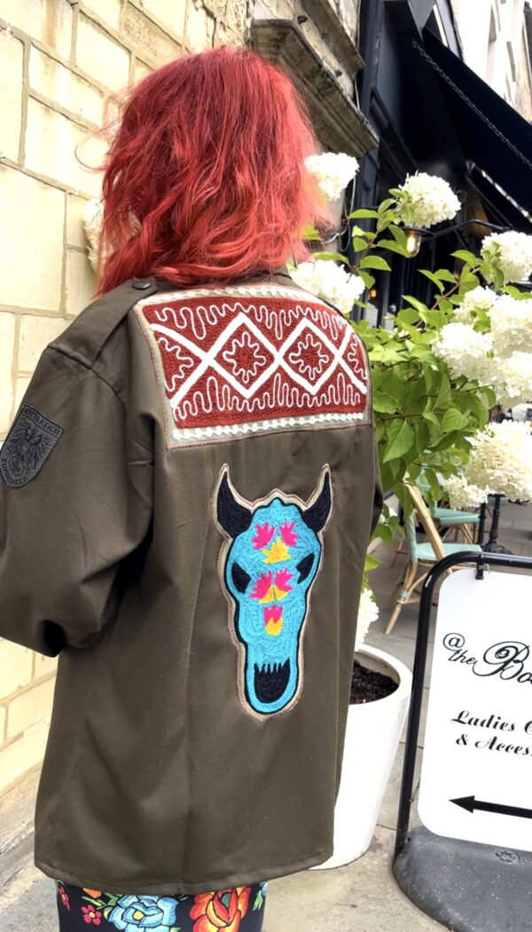 green embellished jacket