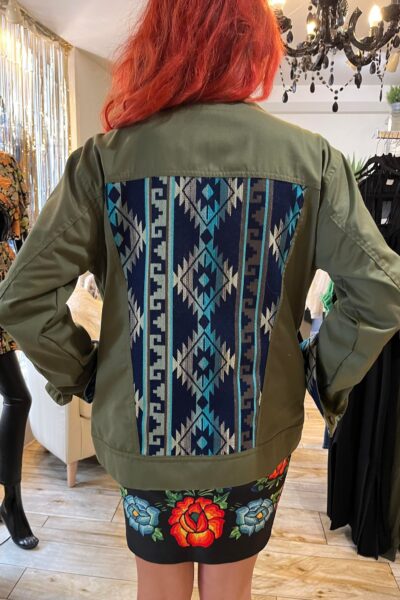 blue woven back