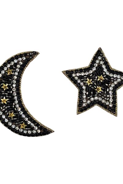 Black Moon and Stars Earrings