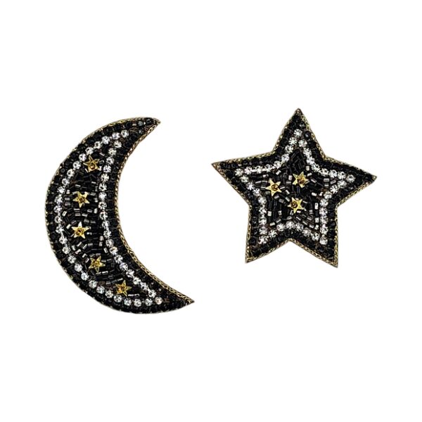 Black Moon and Stars Earrings