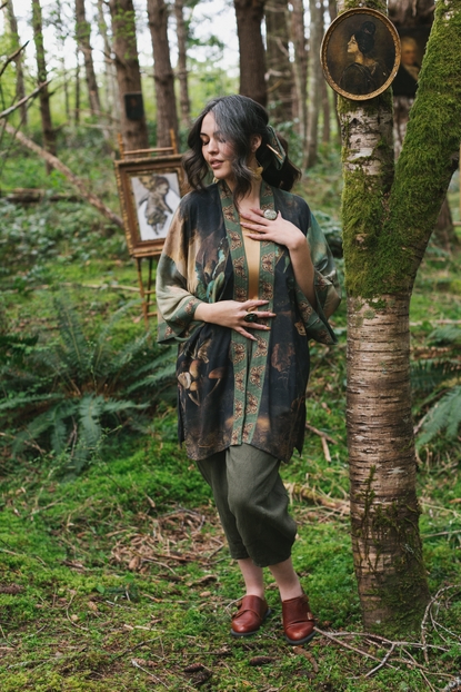 Heartwork Bamboo Bohemian Kimono Cardigan with Belt front
