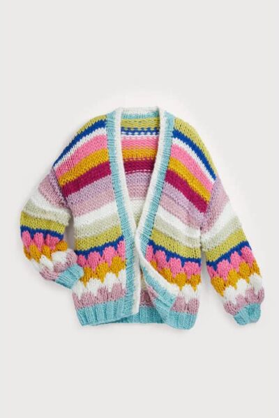 rainbow knitted bubble stitch cardigan