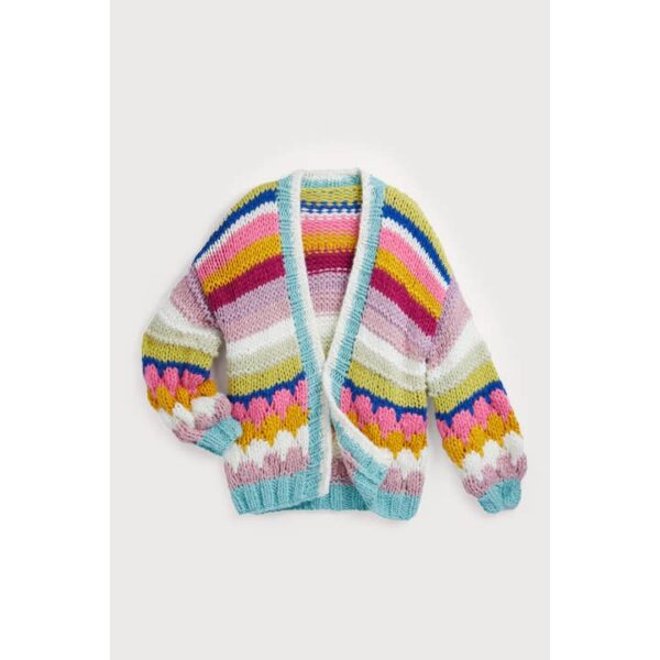 rainbow knitted bubble stitch cardigan