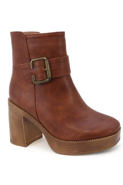 brown buckle platform boots