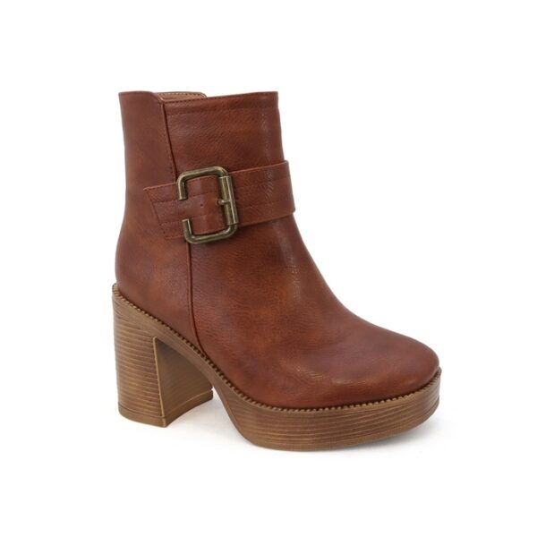 brown buckle platform boots