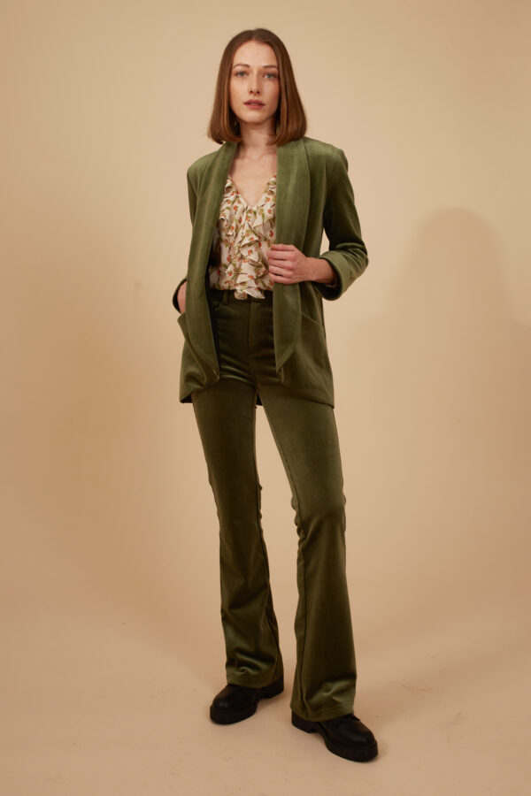 Corrie Bratter Green Velvet Boyfriend Jacket