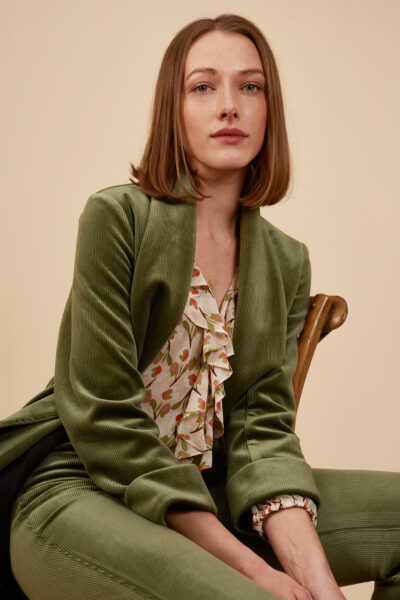 green velvet cord boyfriend jacket
