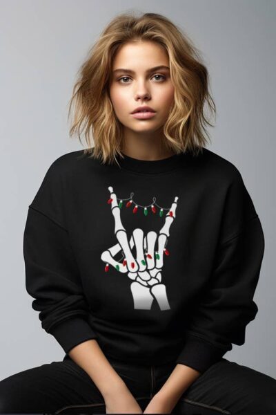 skeleton hand christmas lights sweater