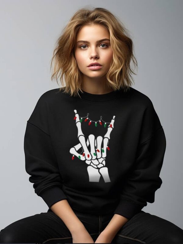 skeleton hand christmas lights sweater