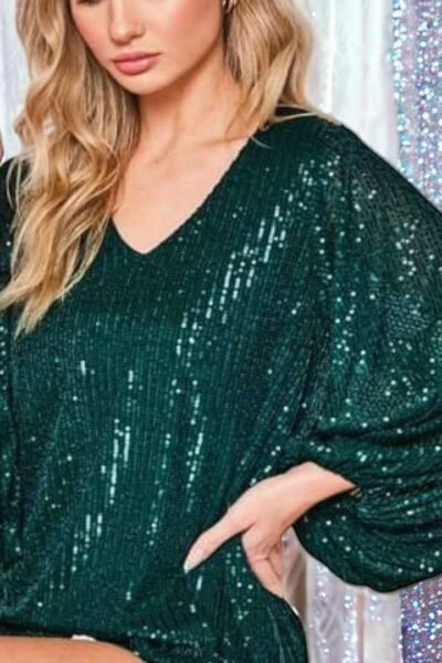 green sequin party top
