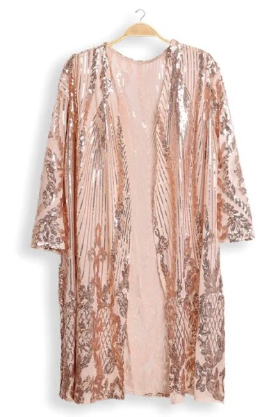 rose gold sequin evening kimono