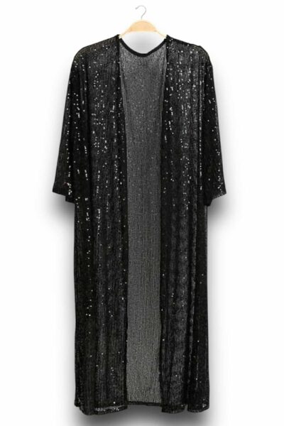 black sequin duster kimono