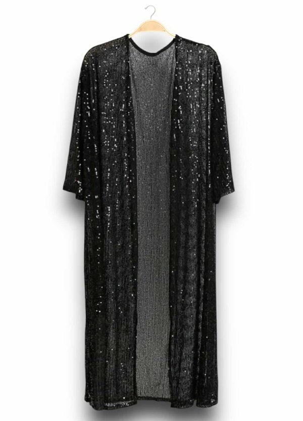 black sequin duster kimono