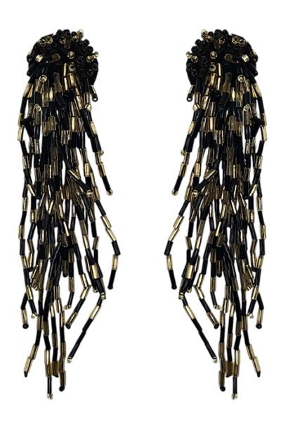 black and gold waterfall earrings