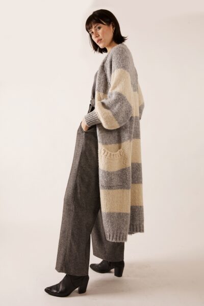 Lavender Grey Stripe Cardigan
