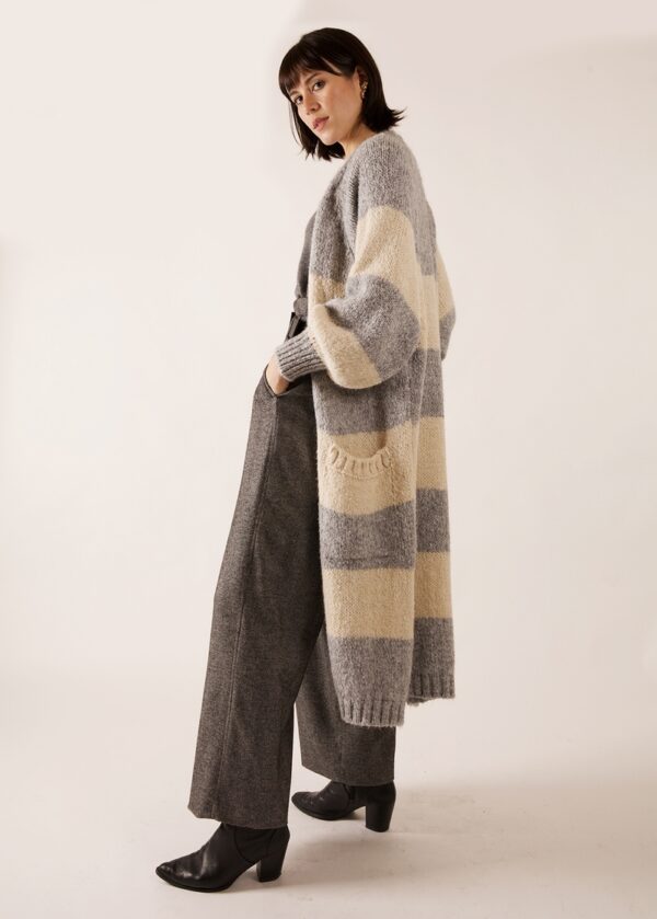 Lavender Grey Stripe Cardigan