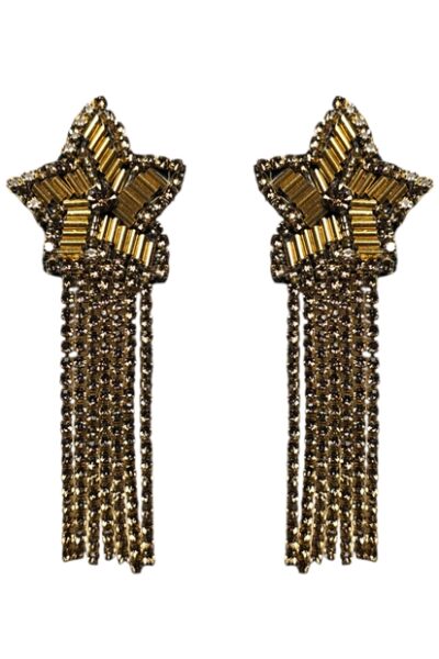 gold beaded shooting star earrings