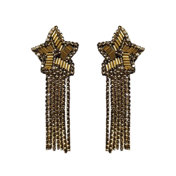 gold beaded shooting star earrings