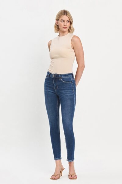 high rise ankle skinny jeans