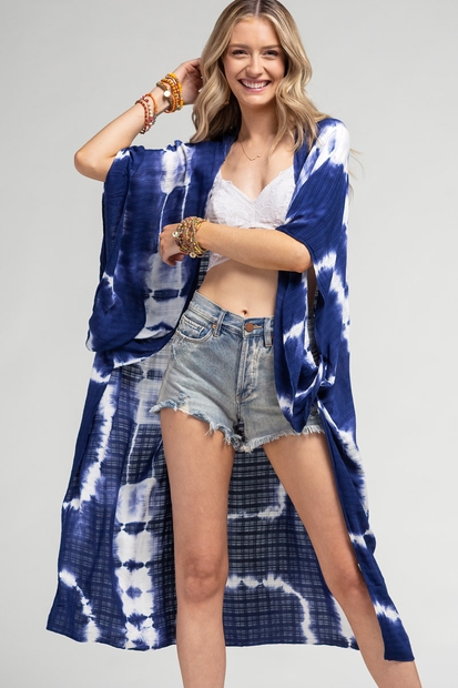 Navy tie dye kimono