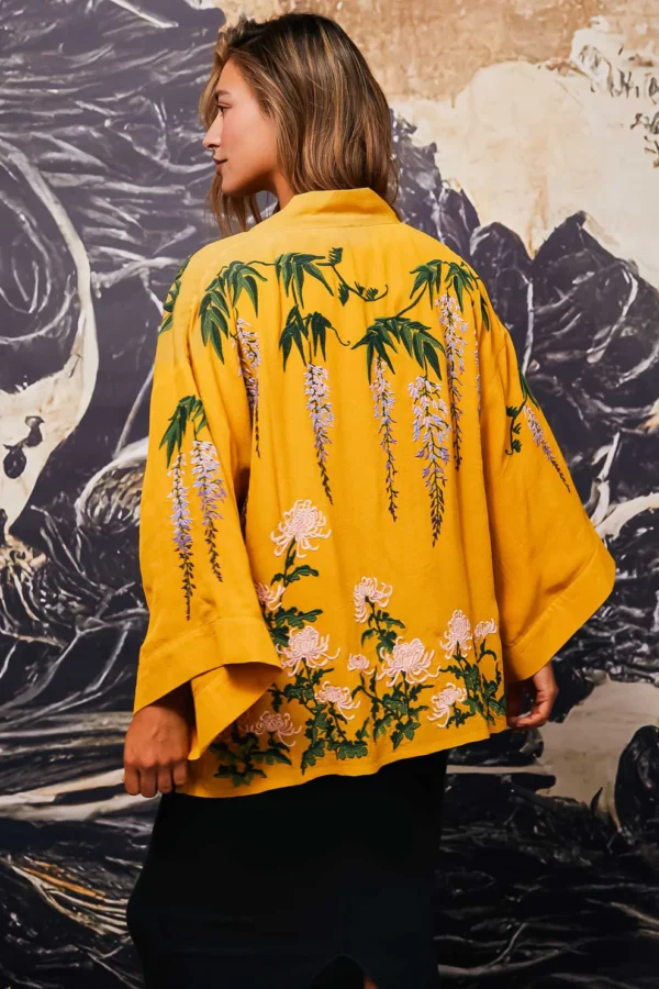 Wisteria and Chrysanthemum Embroidered Kimono - Artemis Muse - Image 4