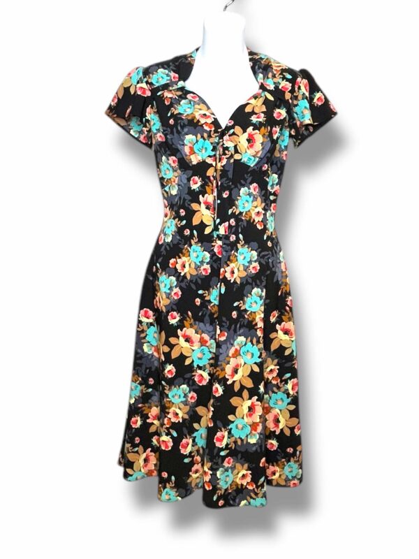Black Floral Pretty Retro Tea Dress