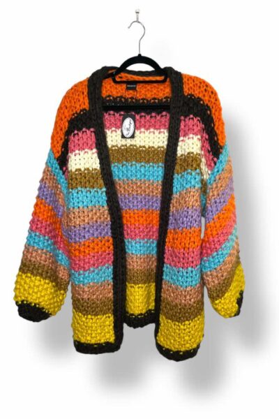 chunky rainbow knit cardigan