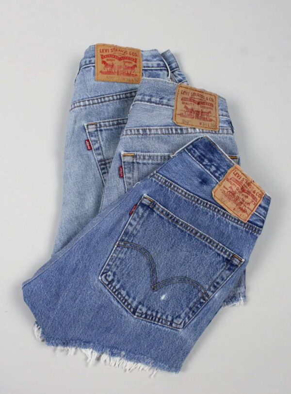 Low Rise Upcycled Levi Denim Shorts - Image 2