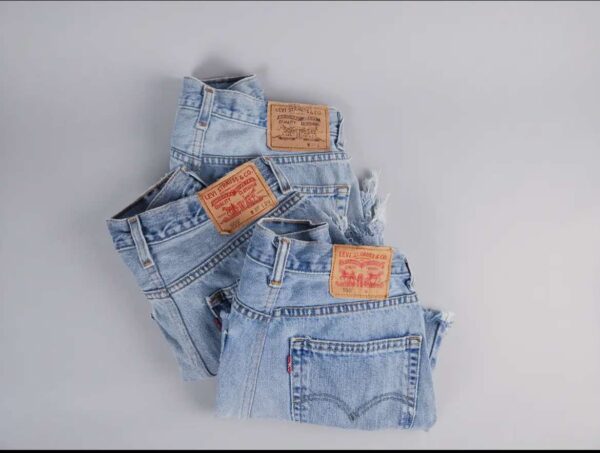Low Rise Upcycled Levi Denim Shorts - Image 4