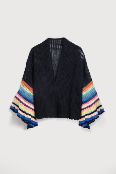 Black Rainbow Bell Sleeve Crochet